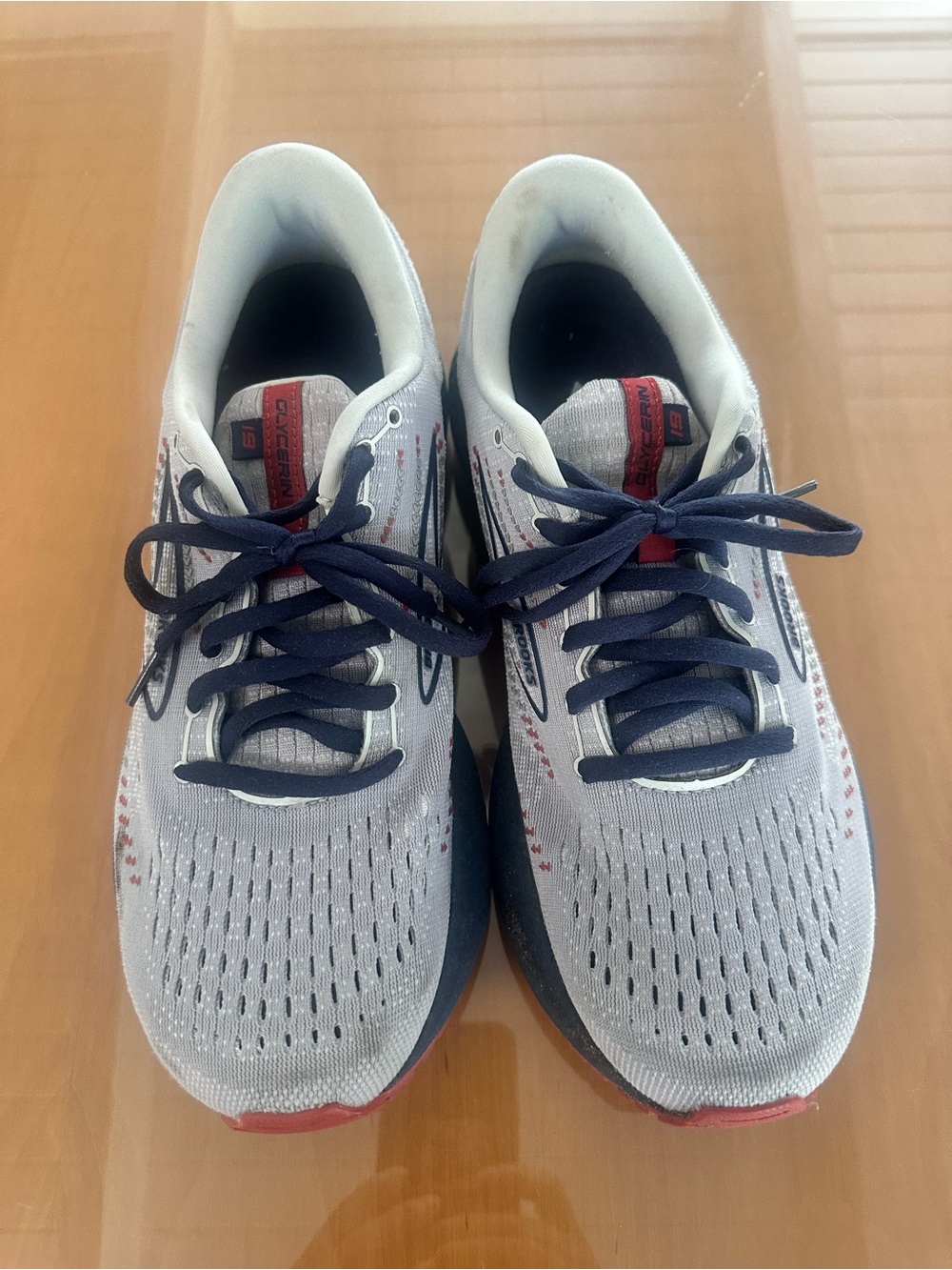 Brooks Men's Athletic Shoes - Gray and Navy with Red Accents